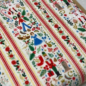 Holiday Classics IV, Holly Jolly Nutcracker, Cream And Metallic Gold Fabric, RP620-CM2M, Rifle Paper Co, Cotton+Steel, sold by the yard