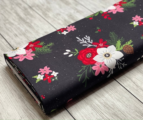 Holly Holiday, Main Charcoal, C10880-CHARCOAL, By Christopher Thompson, for Riley Blake, sold by the 1/2 yard or the yard