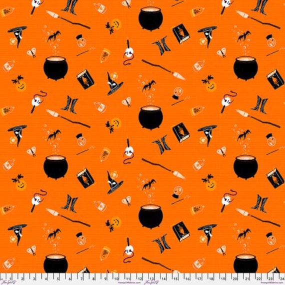 Witchy Ways, Witchy Wardrobe, in Orange, By Cori Dantini, FreeSpirit Fabrics, sold by the yard