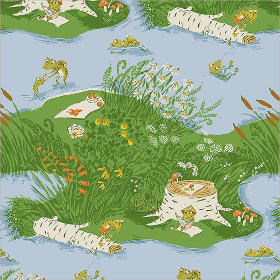 Frog Pond, Medium Blue by Heather Givans, Windham Fabrics, sold by the yard