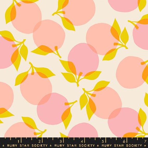Juicy, Tumbling Peaches, in Shell, By Melody Miller, Ruby Star Society, sold by the 1/2 yard or the yard