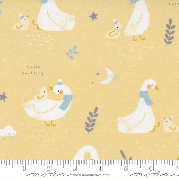 Little Ducklings, Main in Mustard, 25100 16 Moda, By Paper And Cloth, Sold by the 1/2 yard or the yard