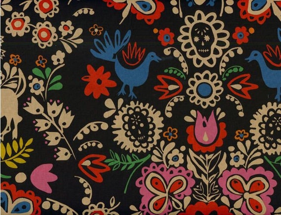 Jardin Azul, Black Tea, Alexander Henry Fabrics, sold by the 1/2 yard or the yard
