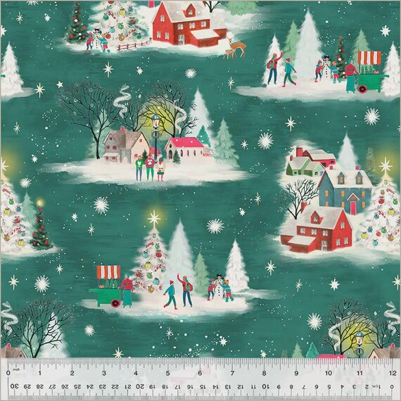 Christmas Village, Home For The Holidays, in Night, by Whistler Studios, 53903-1 Night, Windham Fabrics, sold by the yard