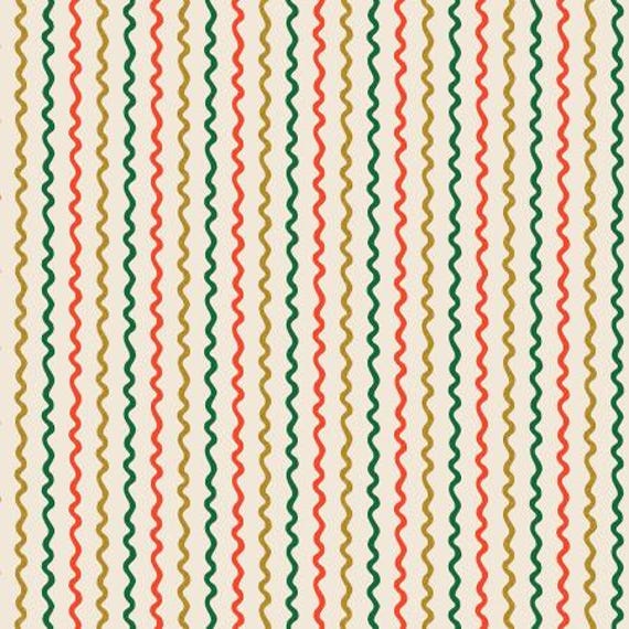 Holiday Classics III, RP503-CR1M , Ribbon Stripe, in Cream Metallic Fabric, Rifle Paper Co. Cotton + Steel, Sold by the 1/2 yard or the yard