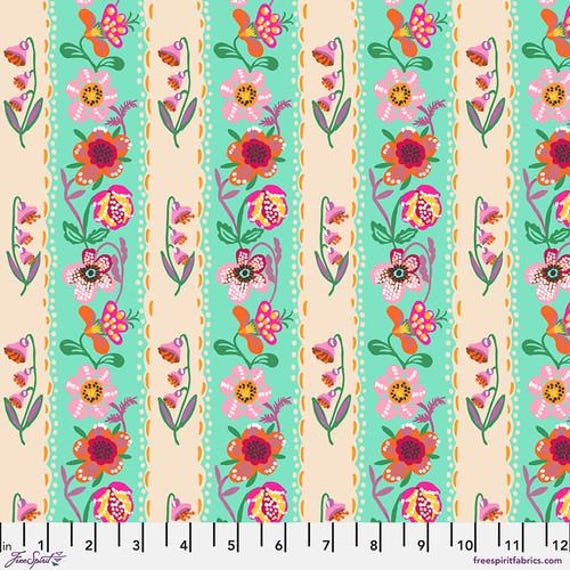 A Spring in Paris, Wallpaper, in Aqua, by Nathalie Lete for Conservatory Craft, FreeSpirit Fabrics, sold by the 1/2 yard or the yard