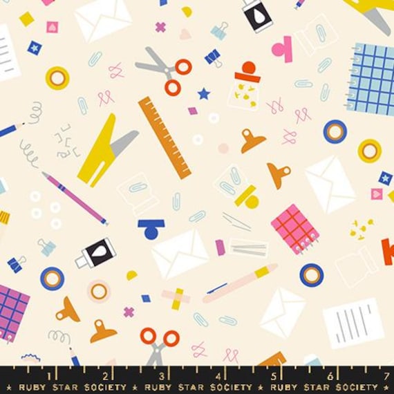 Salutations, Office Supplies, in Natural, By Rashida Coleman Hale, RS1091 11, Ruby Star Society, sold by the yard