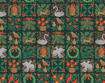 【ラヴィ】DeepForestGreen&FCAlice柄 RP616-EV2 Holiday Classics - Holiday Tapestry - Evergreen Fabric