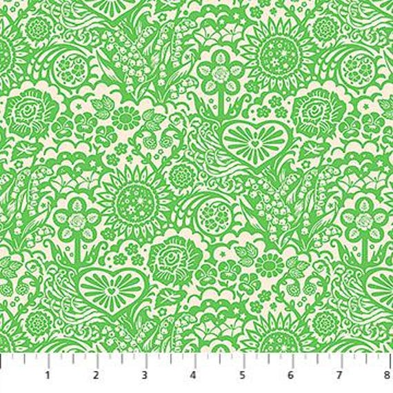 Yesterday, Little Heaven, in Verdant, AMT156-73C, Northcott Fabrics, Anna Maria Textiles, sold by the yard