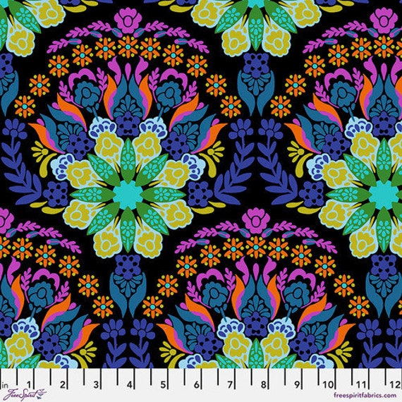 Incarnation, in Midnight , Fluent, By Anna Maria, for FreeSpirit Fabrics, sold by the 1/2 yard or the yard