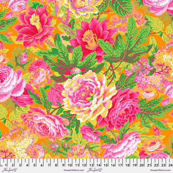 Floral Bust in Yellow, Kaffe Fassett Collective, Feb 2023, FreeSpirit Fabrics, sold by the 1/2 yard or the yard