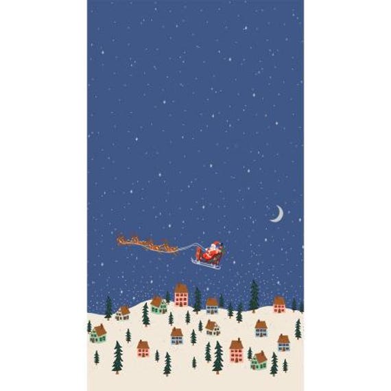 Holiday Classics - Santa's Sleigh - Navy Metallic Fabric RP625-NA1M Cotton + Steel, Sold by the yard