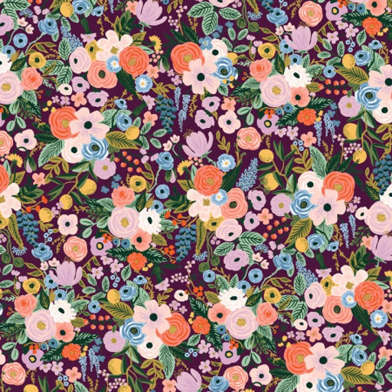 Orchard,  Garden Party, Petite Garden Party, Burgundy Fabric, RP104-BU9 By Rifle Paper Co, Cotton + Steel, sold by the 1/2 yard or the yard