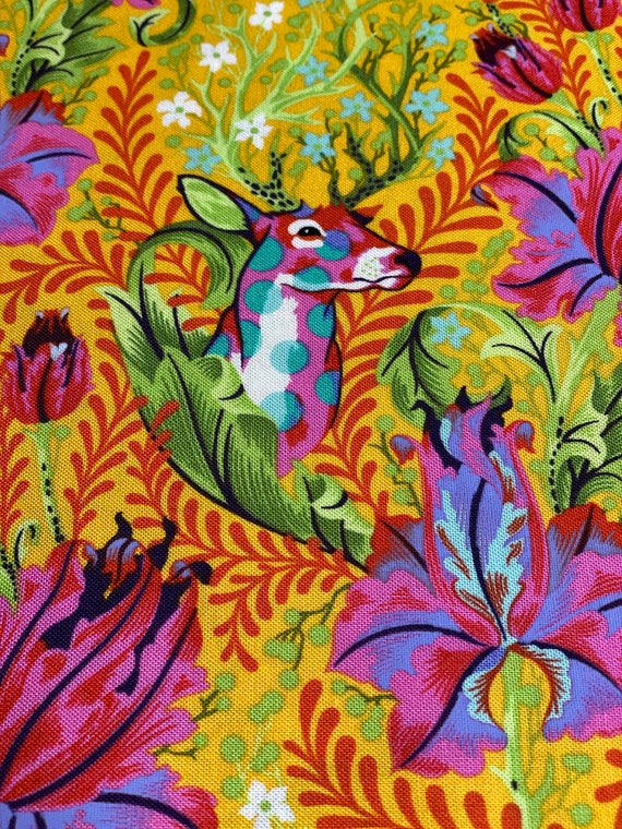 Deer John, Glow, Tiny Beasts, By Tula Pink, FreeSpirit Fabrics, sold by the 1/2 yard or the yard,  100% Cotton