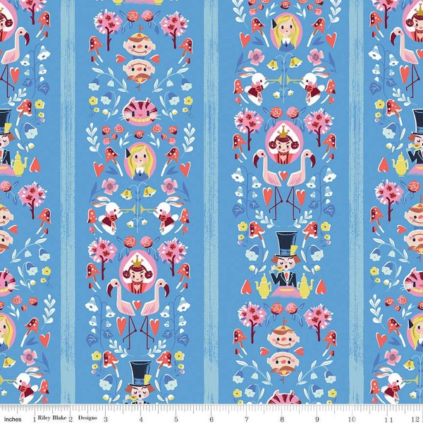 Down the Rabbit Hole, Mad Stripe in Blue, C12942-BLUE, by Jill Howarth, for Riley Blake Design, sold by the 1/2 yard or the yard