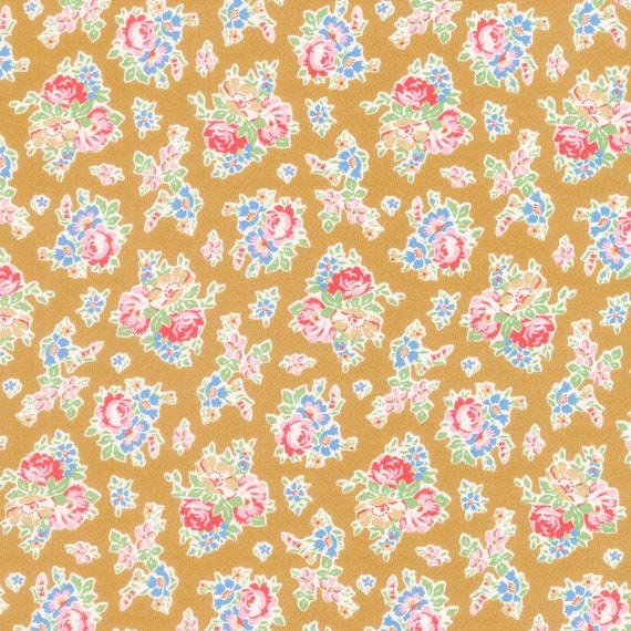Tilda Fabrics 25th Anniversary Jubilee, Sue, in Mustard, TIL100547-V15, sold by the 1/2 yard or the yard