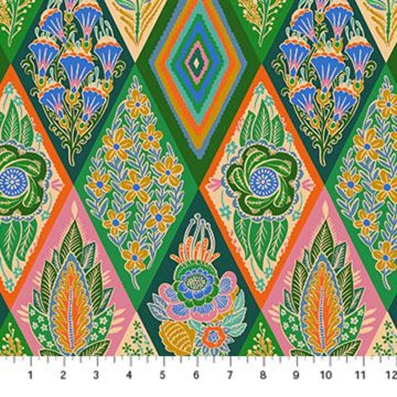 Shooting Star, Diamonds, AMT116-78C, in Jade, By Anna Maria Parry, Anna Maria Textiles, sold by the yard