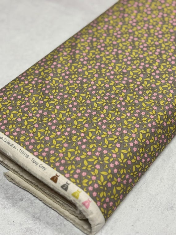 Sunday Brunch, Tipsy, in Grey, Tilda Fabrics, by Tone Finnanger, sold by the yard