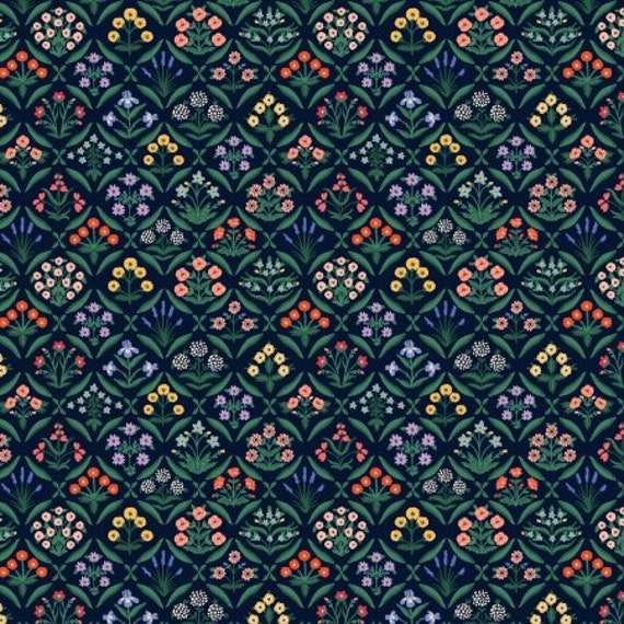 Vintage Garden, Estee, Navy Fabric, RP1004-NA2, By Riffle Paper Co, Cotton & Steel, sold by the 1/2 yard or the yard