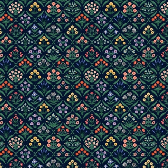 Vintage Garden, Estee, Navy Fabric, RP1004-NA2, By Riffle Paper Co, Cotton & Steel, sold by the 1/2 yard or the yard