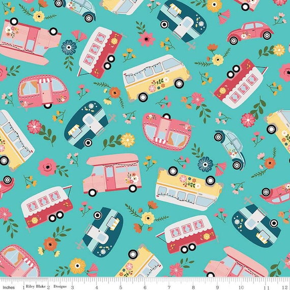 Gone Glamping, Main Print, in Cottage, By Lori Whitlock, C14790-COTTAGE, Riley Blake Designs, sold by the 1/2 yard or the yard
