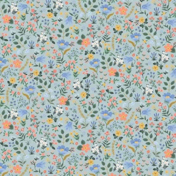 Curio, Bramble Fields, Light Blue Fabric, RP1108-LB3, By Rifle Paper Co, for Cotton+Steel Fabrics, sold by the 1/2 yard or the yard