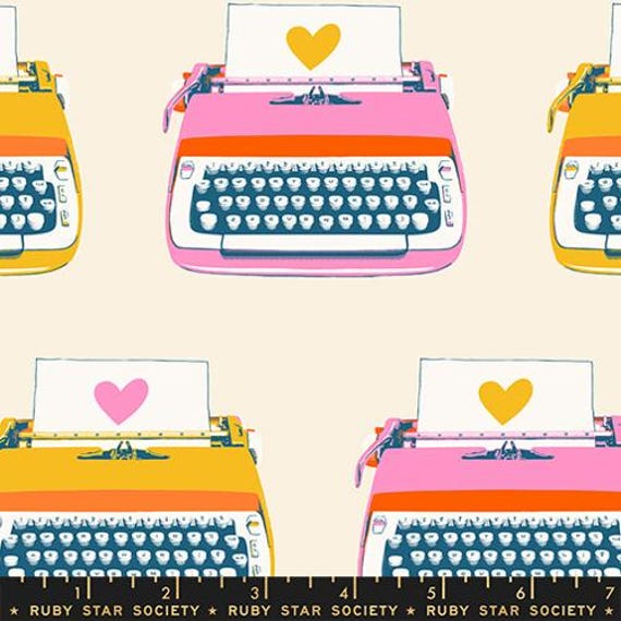 Best Day Ever, Typewriters, in Natural, RS0104 11, By Melody Miller, Ruby Star Society, Moda, sold by the yard