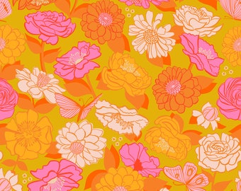 Flowerland, Flowers, Goldenrod, RS0067 14, By Melody Miller, Ruby Star, Moda, sold by the 1/2 yard or the yard