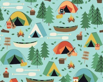 RJ1600-SK1 Camping Crew - Campground - Sky Fabric, by RJR/Cotton and Steel, sold by the 1/2 yard or the yard