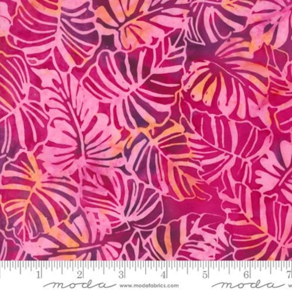 Berrylicious Batiks, Leaf, in Raspberry, 4368 18, Moda, sold by the yard