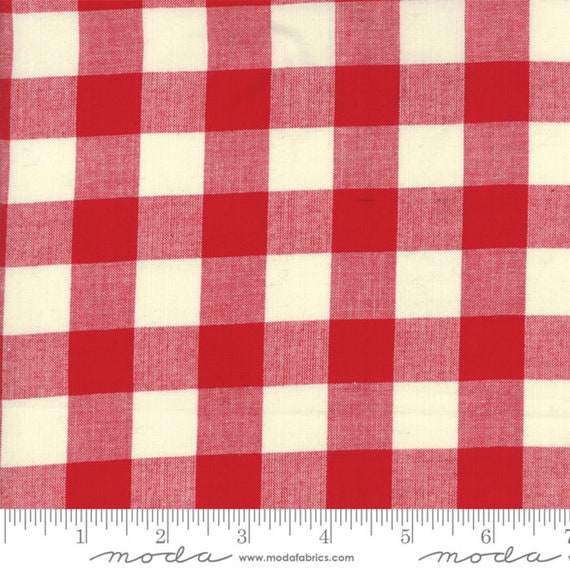 Picnic Basket Red Woven Large Check for Moda Fabrics (12134 11) - Red Woven Gingham sold by the 1/2 Yard - Cut Continuously