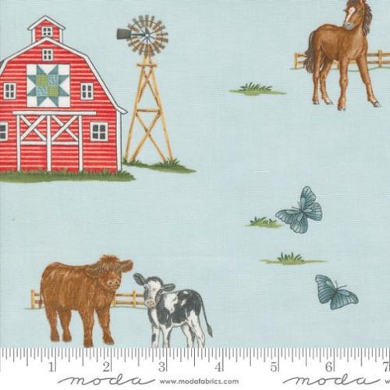 Willows Farm, All Over Landscape, in Sky, By Deb Strain, 56100 16, for Moda, sold by the 1/2 yard or the yard