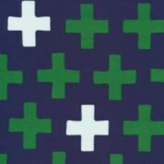 Cloud9 Fabrics Organic Interlock Knit Cross Navy Fabric- Sold by the yard