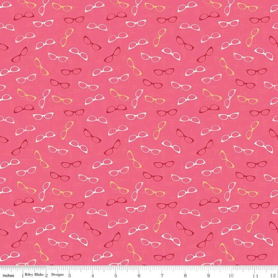 Stardust, Glam Glasses Raspberry, by Beverly McCullough for Riley Blake Designs SC10504 RASPBERRY Fabric, sold by the 1/2 yard or the yard