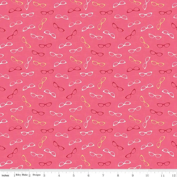 Stardust, Glam Glasses Raspberry, by Beverly McCullough for Riley Blake Designs SC10504 RASPBERRY Fabric, sold by the 1/2 yard or the yard