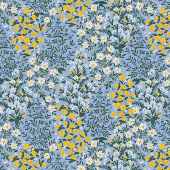 Camont - Wildwood Garden - Blue Fabric - RP705-BL3 - Rifle Paper Co- Cotton And Steel- Sold by the 1/2 yard or the yard