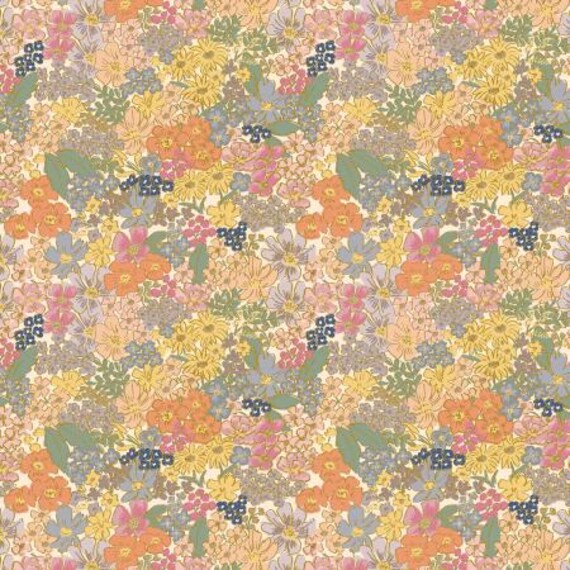 English Rose, Mimi, Blush Metallic Fabric, RP1403-BL1M, By Rifle Paper Co, Cotton and Steel, sold by the 1/2 yard or the yard