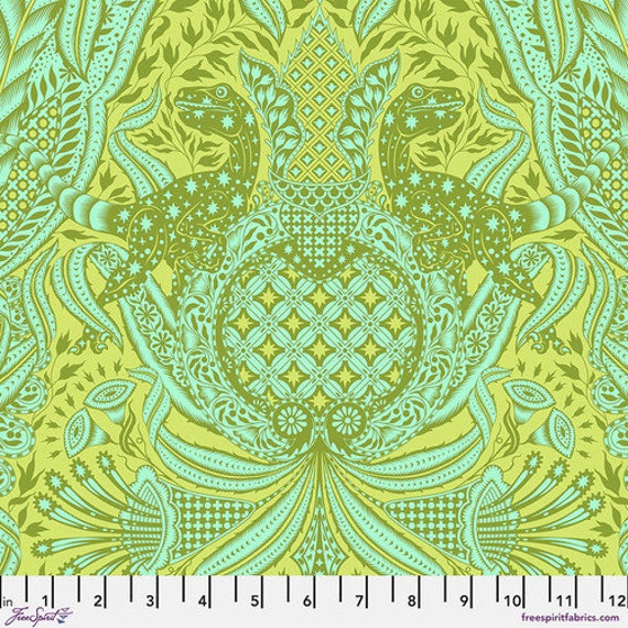 ROAR! Gift Rapt, Lime , PWTP224.Lime, by Tula Pink, for FreeSpirit, sold by the 1/2 yard or the yard,