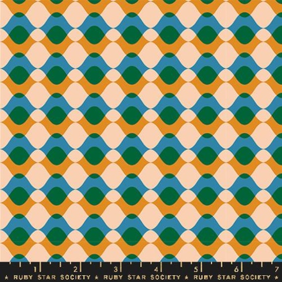 Geometry, Ladders, Ripple,  Vintage Wavy, in Turmeric, RS5171 12, Ruby Star, Moda, sold by the yard