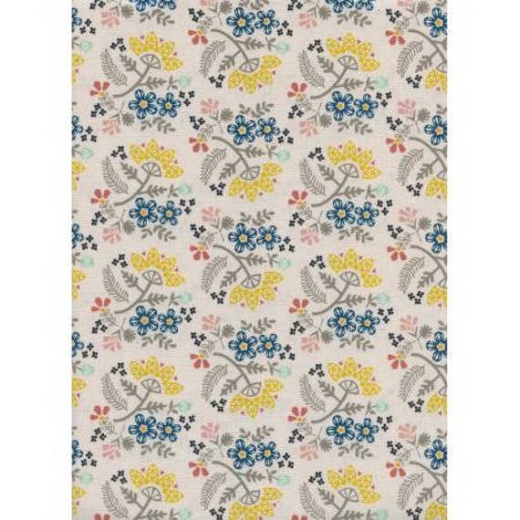 Paper Cuts- Paper Bouquet- Lemon Unbleached Cotton- R1966-001- Cotton and Steel/RJR- sold by the 1/2 yard or the yard cut continuous