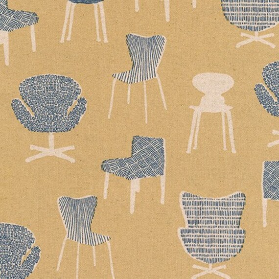 Vintage Chairs in NATURAL, by Sevenberry from Cotton Flax Prints, SB-850271D2-1, sold by the 1/2 yard or the yard