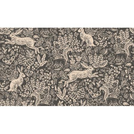 Wildwood, Fable, Gray CANVAS Fabric, RP103-GY5C, Rifle Paper Co, Cotton&Steel, sold by the 1/2 yard or the yard