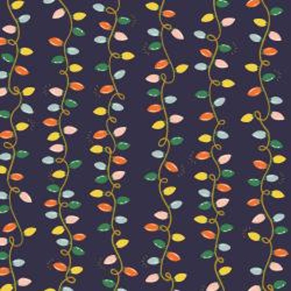 Holiday Classics,  Holiday Lights, Navy Metallic Fabric, RP608-NA1M, By Rifle Paper Co, Cotton and Steel, sold by the 1/2 yard or the yard