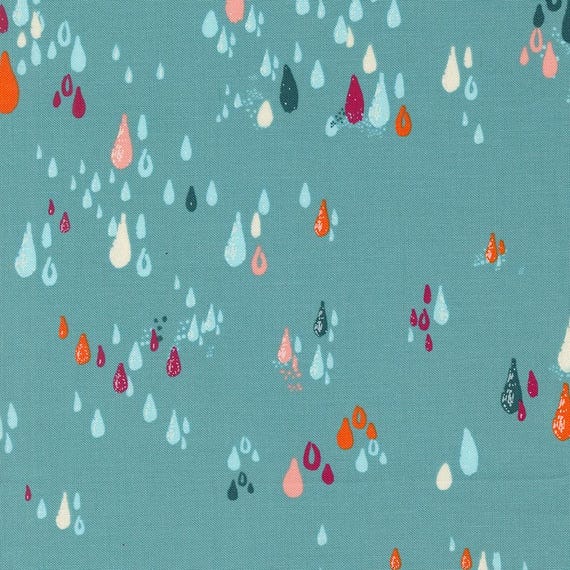Things Above, Raindrops, in Teal, By Fancy That Design House, 45617 25, Moda, sold by the yard