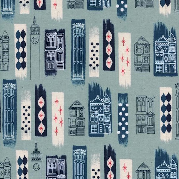 Jubilee - In The City Blue - Melody Miller - Cotton and Steel/ RJR Fabrics- Sold by the 1/2 yard or the yard