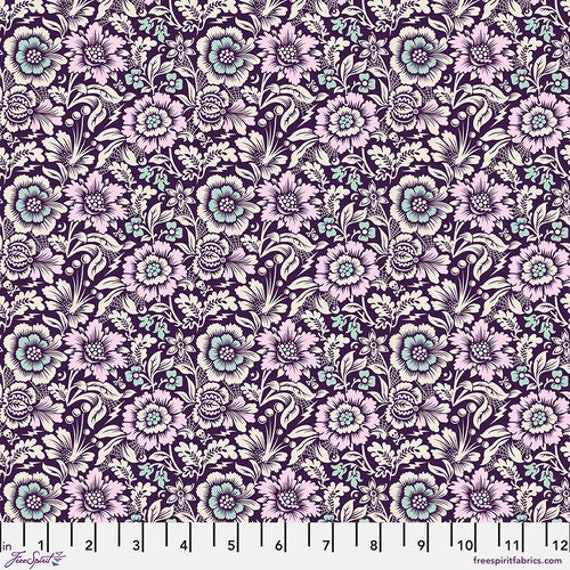 Nightshade (Déjà Vu), Mini Spider Blossom, in Nerium , by Tula Pink for FreeSpirit Fabrics, sold by the 1/2 yard or the yard