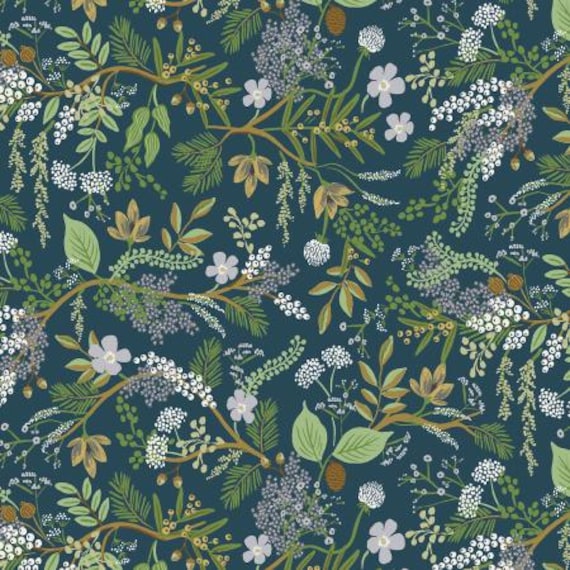 English Rose - Juniper Forest - Evergreen Fabric, RP1402-EV2, Rifle Paper Co, Cotton + Steel, sold by the 1/2 yard or the yard