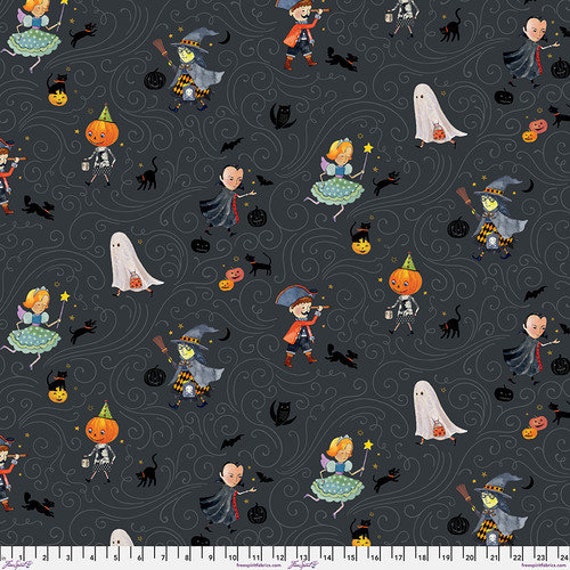 Happy Hunting - Licorice, Haunted, By Brenda Walton, FreeSpirit Fabrics, sold by the 1/2 yard or the yard