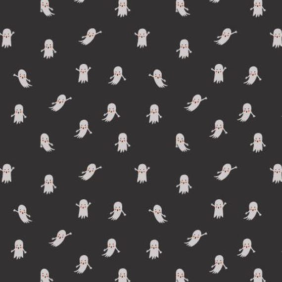 Halloween,  Ghosts, Black Fabric, RP1303-BK1, Rifle Paper Co, Cotton+Steel, sold by the 1/2 yard or the yard