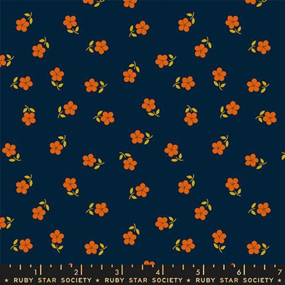 Sugar Maple, Petal, in Navy, RS4096 18Ruby Star, by Alexia Abegg, sold by the 1/2 yard or the yard